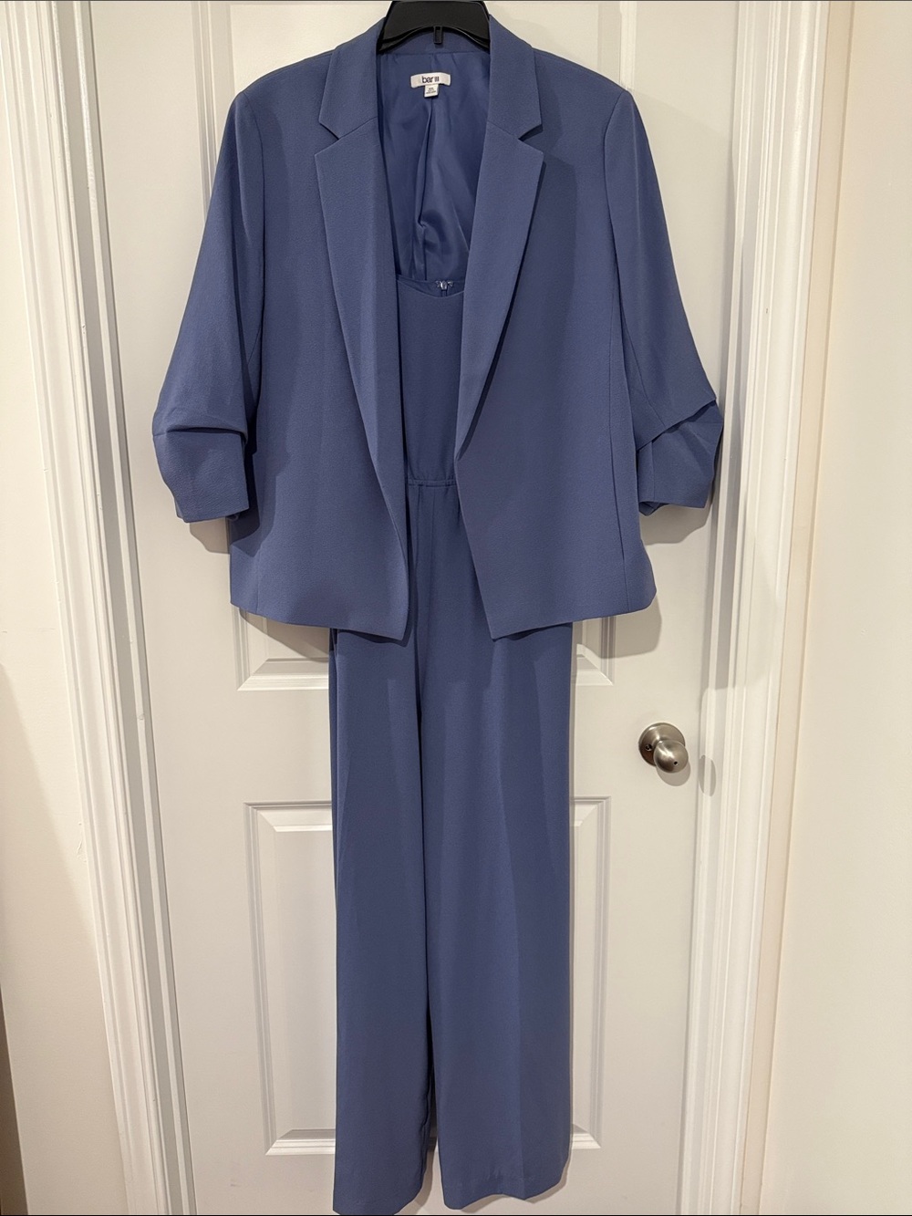 Bar III Periwinkle Wide-Leg Jumpsuit with Cropped Blazer